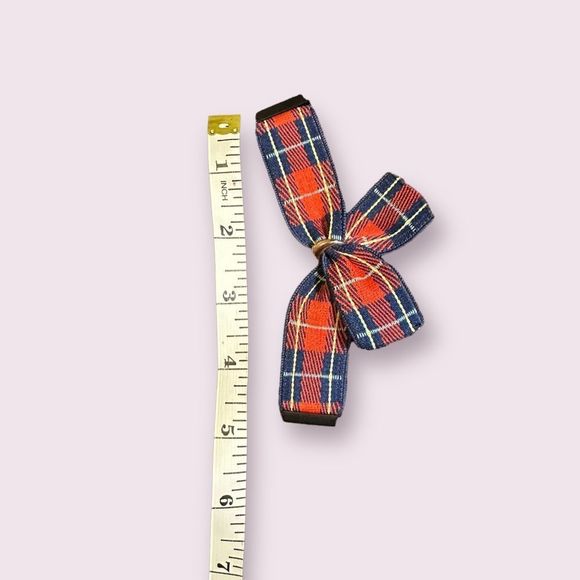 Elastic Galaxy Watch Band Bow Tie Red Plaid adjustable silver band - Picture 2 of 3